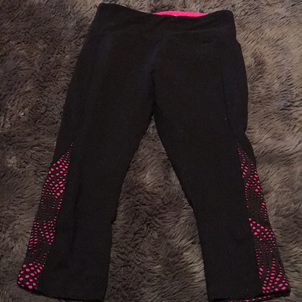 Workout capris. Black with pink. Size small
